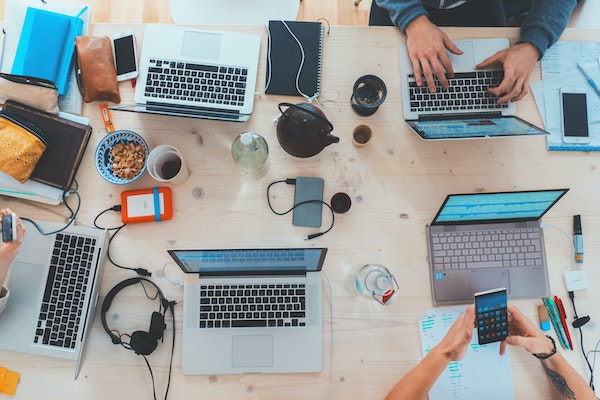 Developers working at table